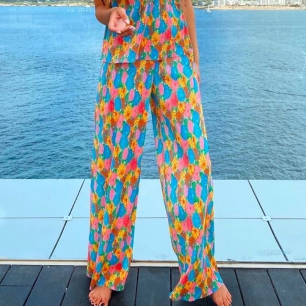 Bright Multi-Color Wide-Leg Women's Pants